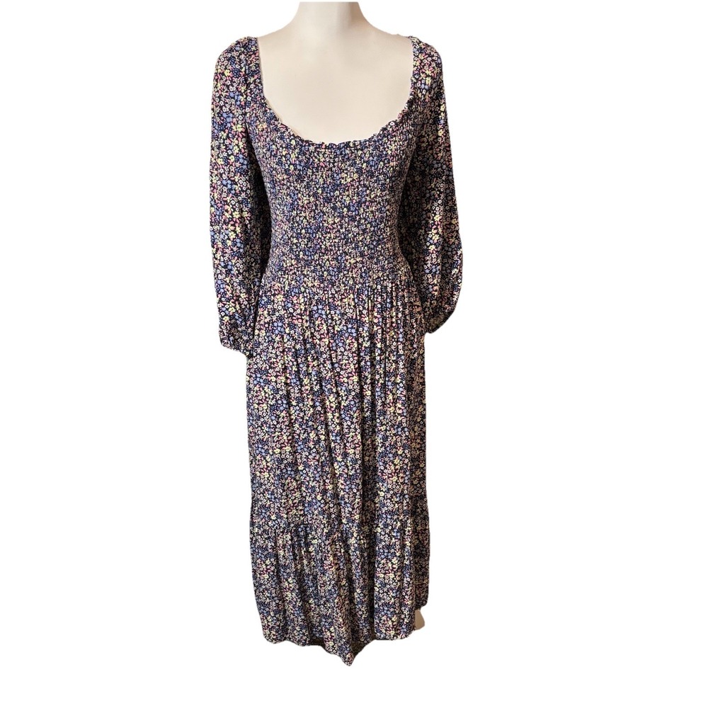 Gap Relaxed Smocked Scoopneck Midi Ditsy Floral Dress X-Large Bohemian  Festival - Picture 8 of 11